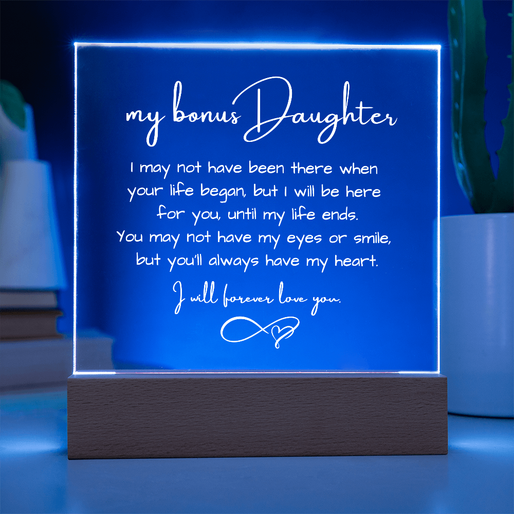 To Bonus Daughter - Acrylic Plaque Nightlight Gift Heartfelt Message gift