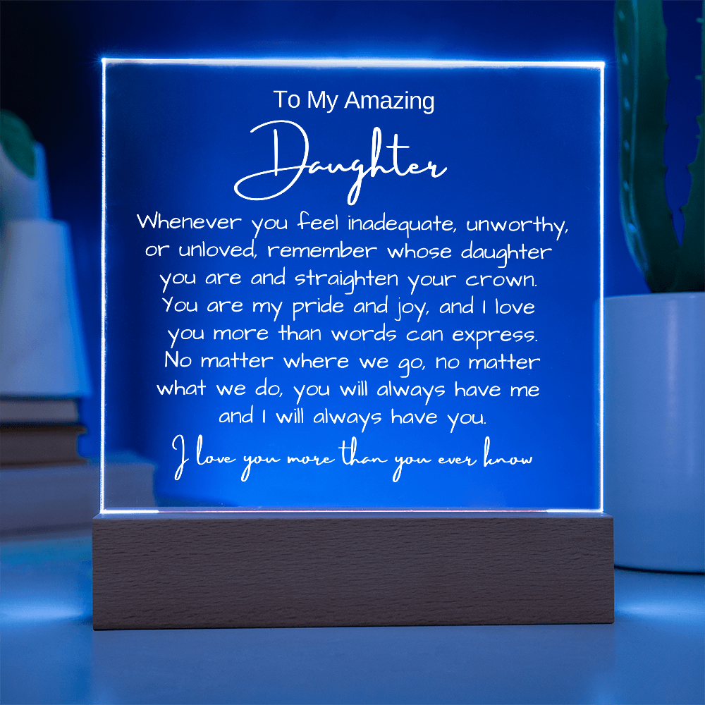 To My Daughter - Acrylic Plaque Nightlight LED Lamp Heartfelt Message gift