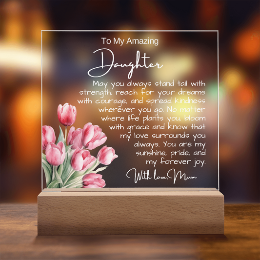 To My Daughter from Mum - Acrylic Plaque Nightlight LED Lamp Message gift