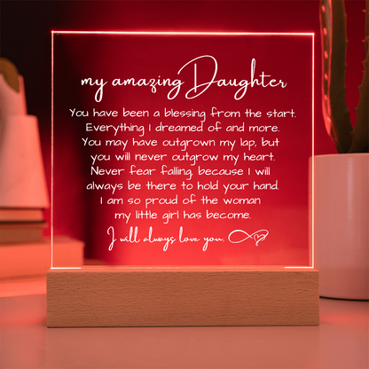 To My Daughter - Acrylic Plaque Nightlight LED Lamp Heartfelt Message gift