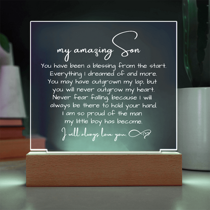 To My Son - Acrylic Plaque Nightlight LED Lamp Heartfelt Message gift