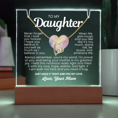 To My Daughter Necklace - Acrylic Plaque Nightlight LED Lamp Heartfelt Message gift