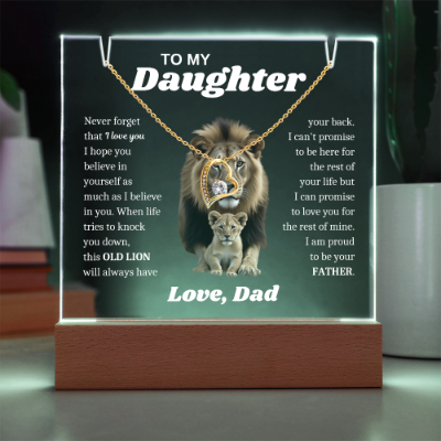 To My Daughter Necklace from Dad - Acrylic Plaque Nightlight LED Lamp Heartfelt Message gift