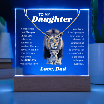 To My Daughter Necklace from Dad - Acrylic Plaque Nightlight LED Lamp Heartfelt Message gift