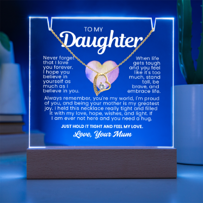 To My Daughter Necklace - Acrylic Plaque Nightlight LED Lamp Heartfelt Message gift