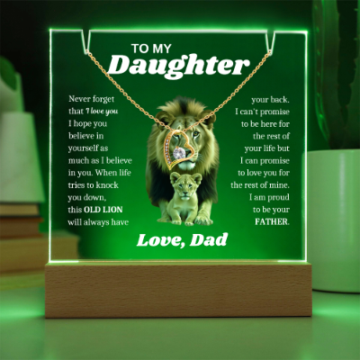 To My Daughter Necklace from Dad - Acrylic Plaque Nightlight LED Lamp Heartfelt Message gift