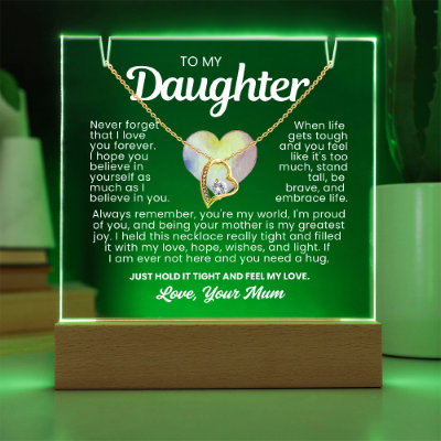 To My Daughter Necklace - Acrylic Plaque Nightlight LED Lamp Heartfelt Message gift