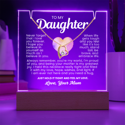 To My Daughter Necklace - Acrylic Plaque Nightlight LED Lamp Heartfelt Message gift