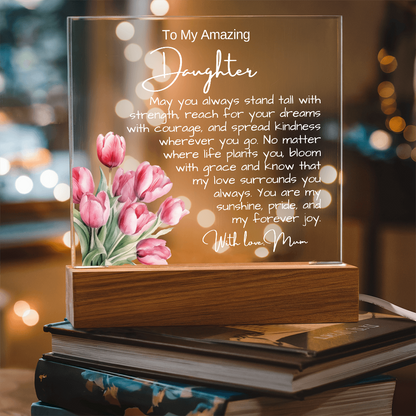 To My Daughter from Mum - Acrylic Plaque Nightlight LED Lamp Message gift