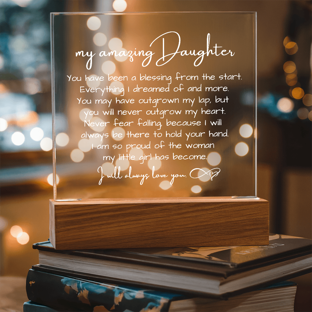 To My Daughter - Acrylic Plaque Nightlight LED Lamp Heartfelt Message gift