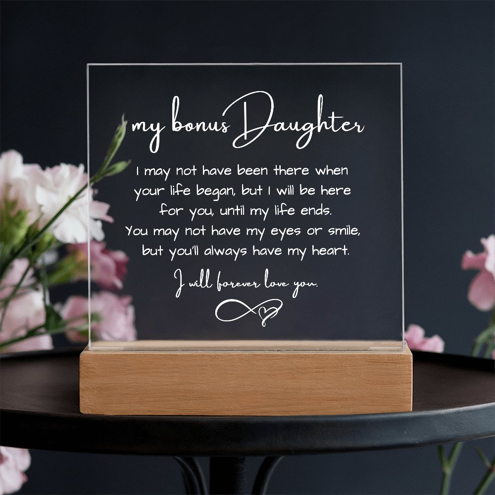 To Bonus Daughter - Acrylic Plaque Nightlight Gift Heartfelt Message gift