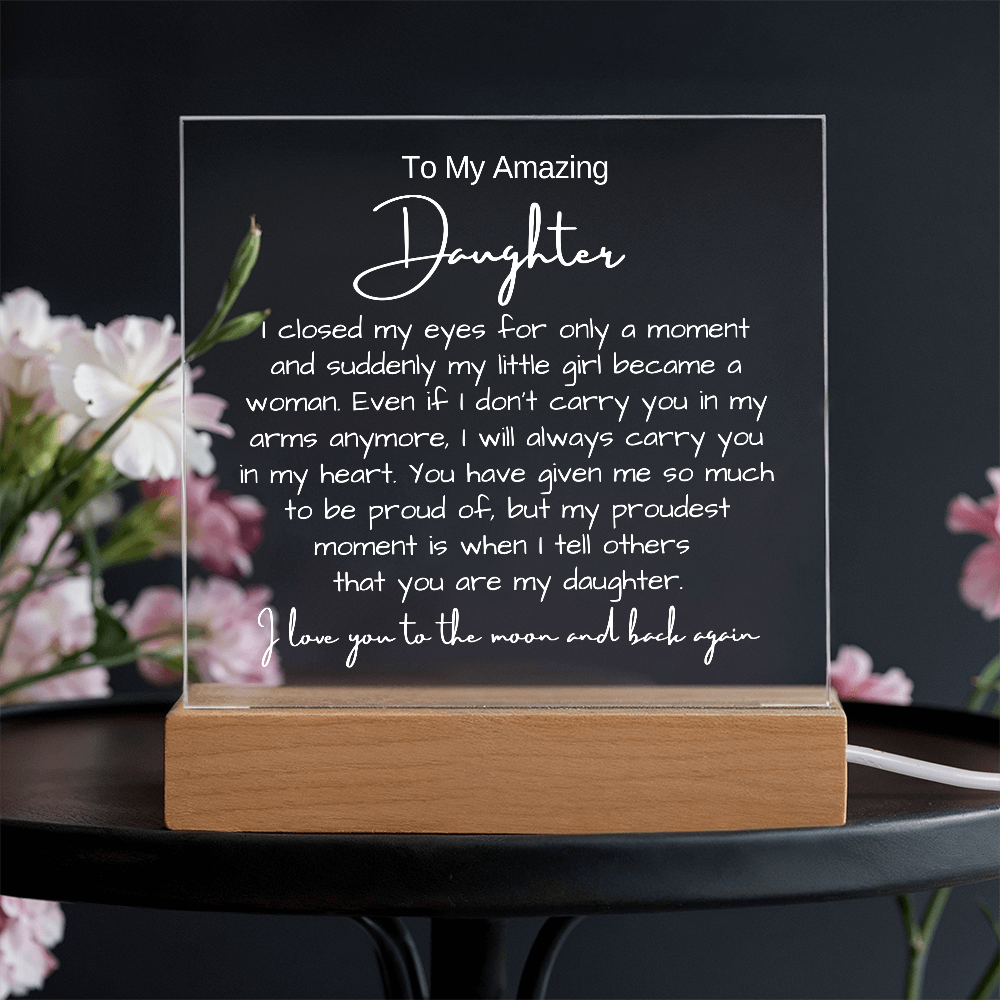 To My Daughter - Acrylic Plaque Nightlight LED Lamp Heartfelt Message gift