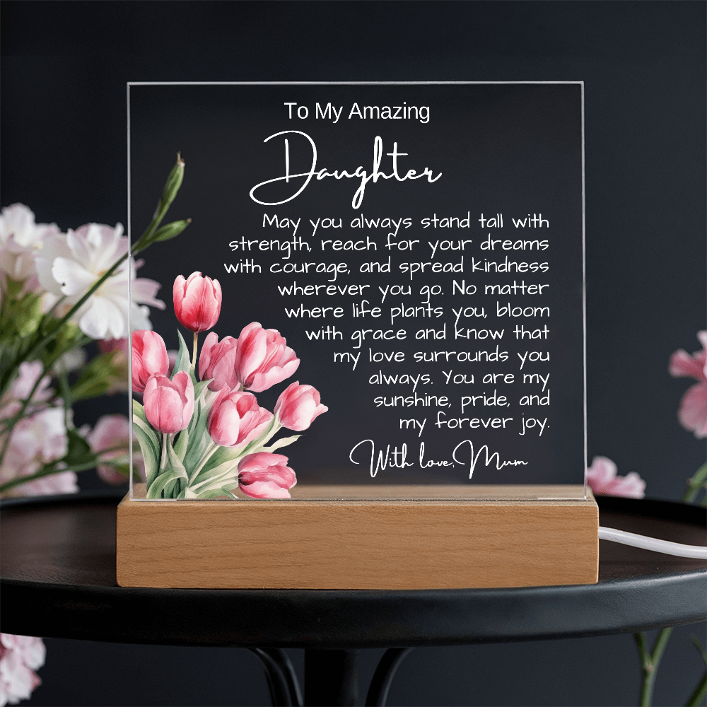 To My Daughter from Mum - Acrylic Plaque Nightlight LED Lamp Message gift