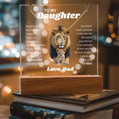 To My Daughter Necklace from Dad - Acrylic Plaque Nightlight LED Lamp Heartfelt Message gift