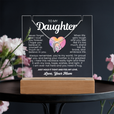 To My Daughter Necklace - Acrylic Plaque Nightlight LED Lamp Heartfelt Message gift