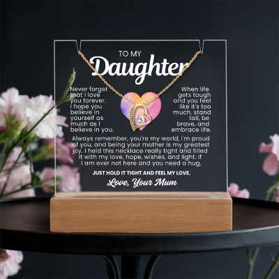 To My Daughter Necklace - Acrylic Plaque Nightlight LED Lamp Heartfelt Message gift