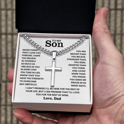 To My Son - Cuban Link Cross Necklace - I Love You Forever