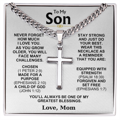 You Are One Of My Greatest Blessings - Cross Necklace Gift for Son