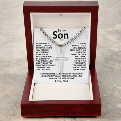 You Make Me Proud - Cuban Link Cross Necklace Gift for Son from Dad