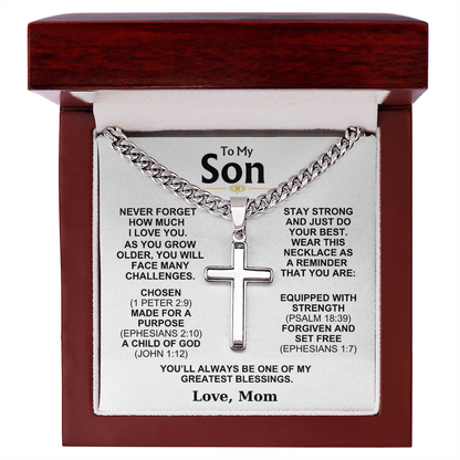 You Are One Of My Greatest Blessings - Cross Necklace Gift for Son