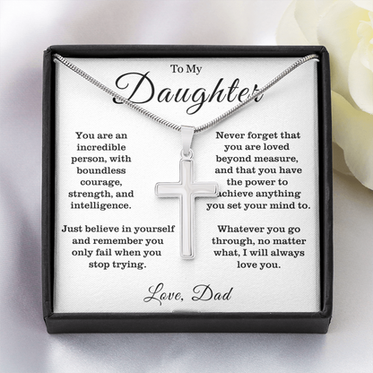 To My Daughter - Cross Necklace - Always Love You Message Card Gift