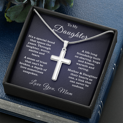 To My Daughter - Cross Necklace - Linked Forever Message Card Gift
