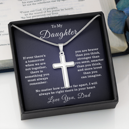 To My Daughter - Cross Necklace - Right There In Your Heart Message Card Gift