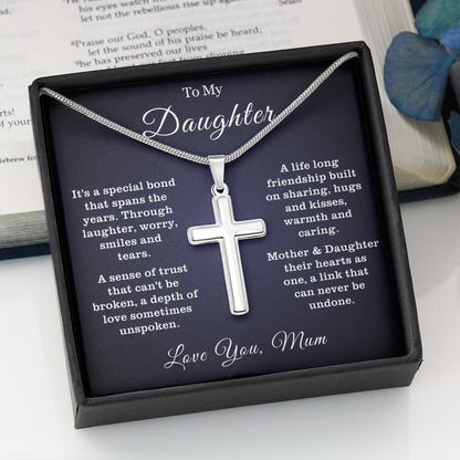 To My Daughter - Cross Necklace - Linked Forever Message Card Gift
