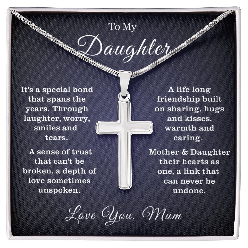 To My Daughter - Cross Necklace - Linked Forever Message Card Gift