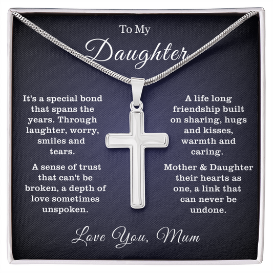 To My Daughter - Cross Necklace - Linked Forever Message Card Gift