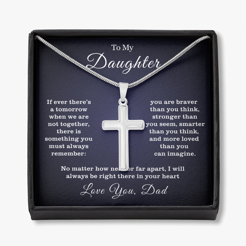 To My Daughter - Cross Necklace - Right There In Your Heart Message Card Gift