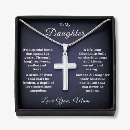 To My Daughter - Cross Necklace - Linked Forever Message Card Gift