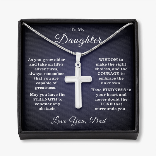 To My Daughter - Cross Necklace - You Are Capable of Greatness Message Card Gift