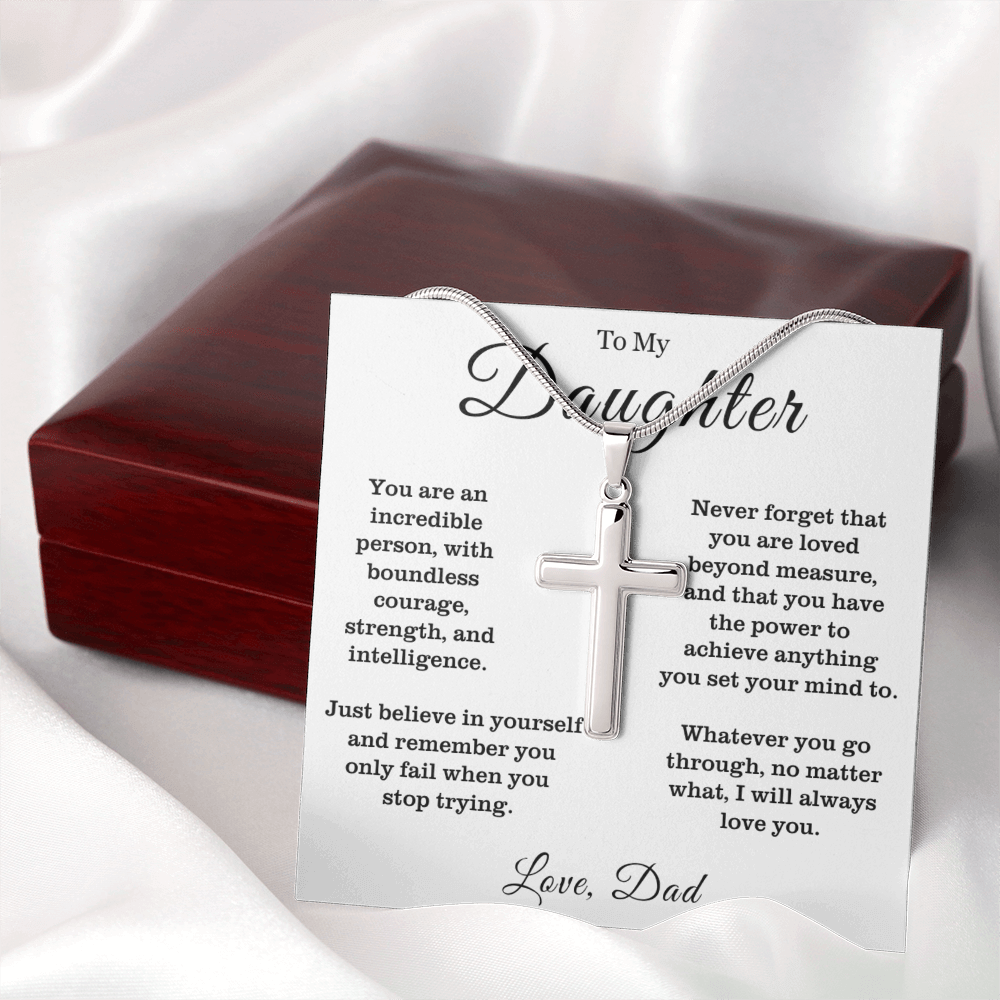 To My Daughter - Cross Necklace - Always Love You Message Card Gift