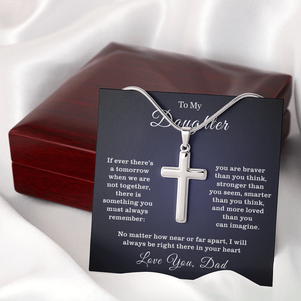 To My Daughter - Cross Necklace - Right There In Your Heart Message Card Gift