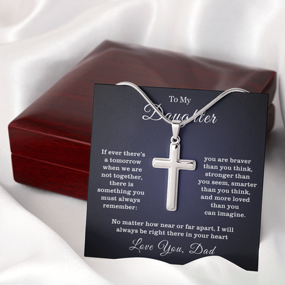 To My Daughter - Cross Necklace - Right There In Your Heart Message Card Gift