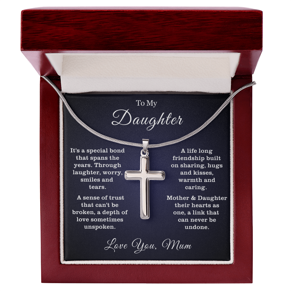 To My Daughter - Cross Necklace - Linked Forever Message Card Gift