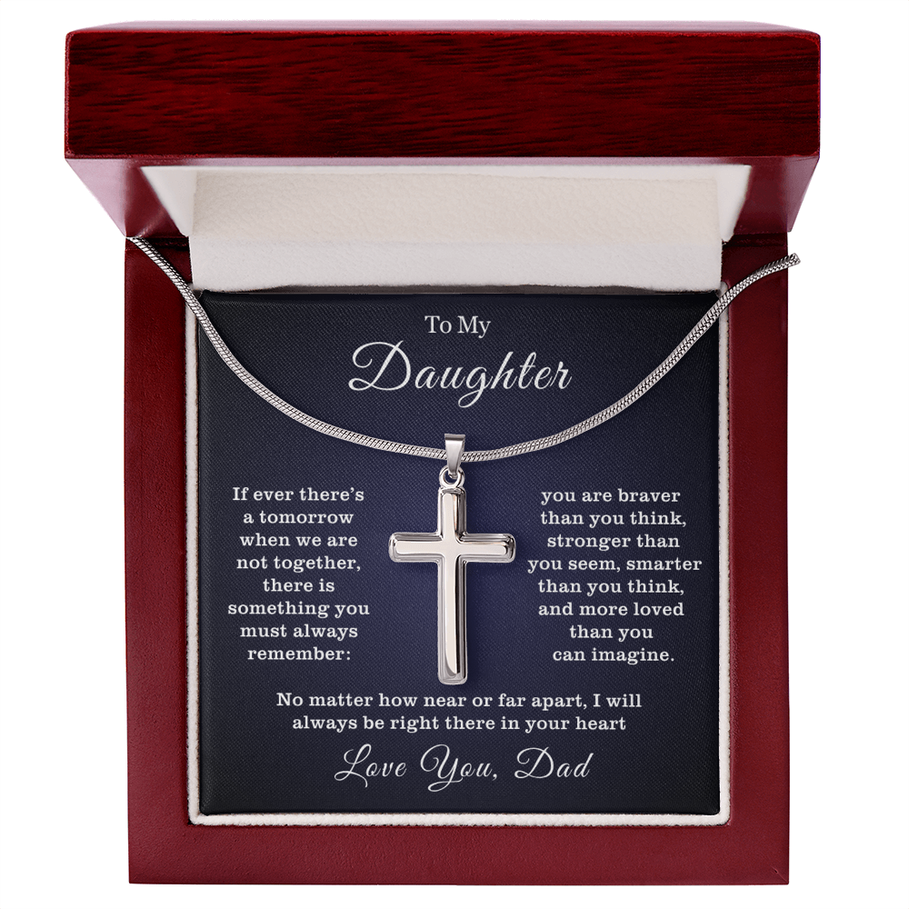 To My Daughter - Cross Necklace - Right There In Your Heart Message Card Gift
