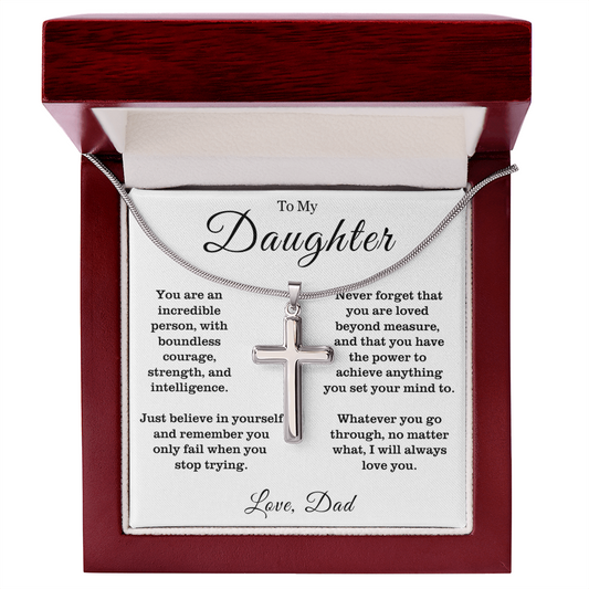 To My Daughter - Cross Necklace - Always Love You Message Card Gift
