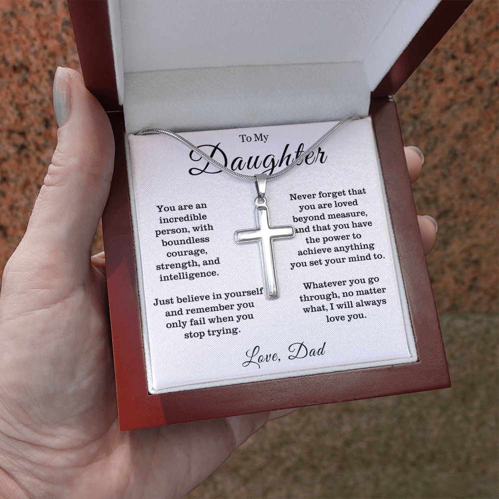 To My Daughter - Cross Necklace - Always Love You Message Card Gift