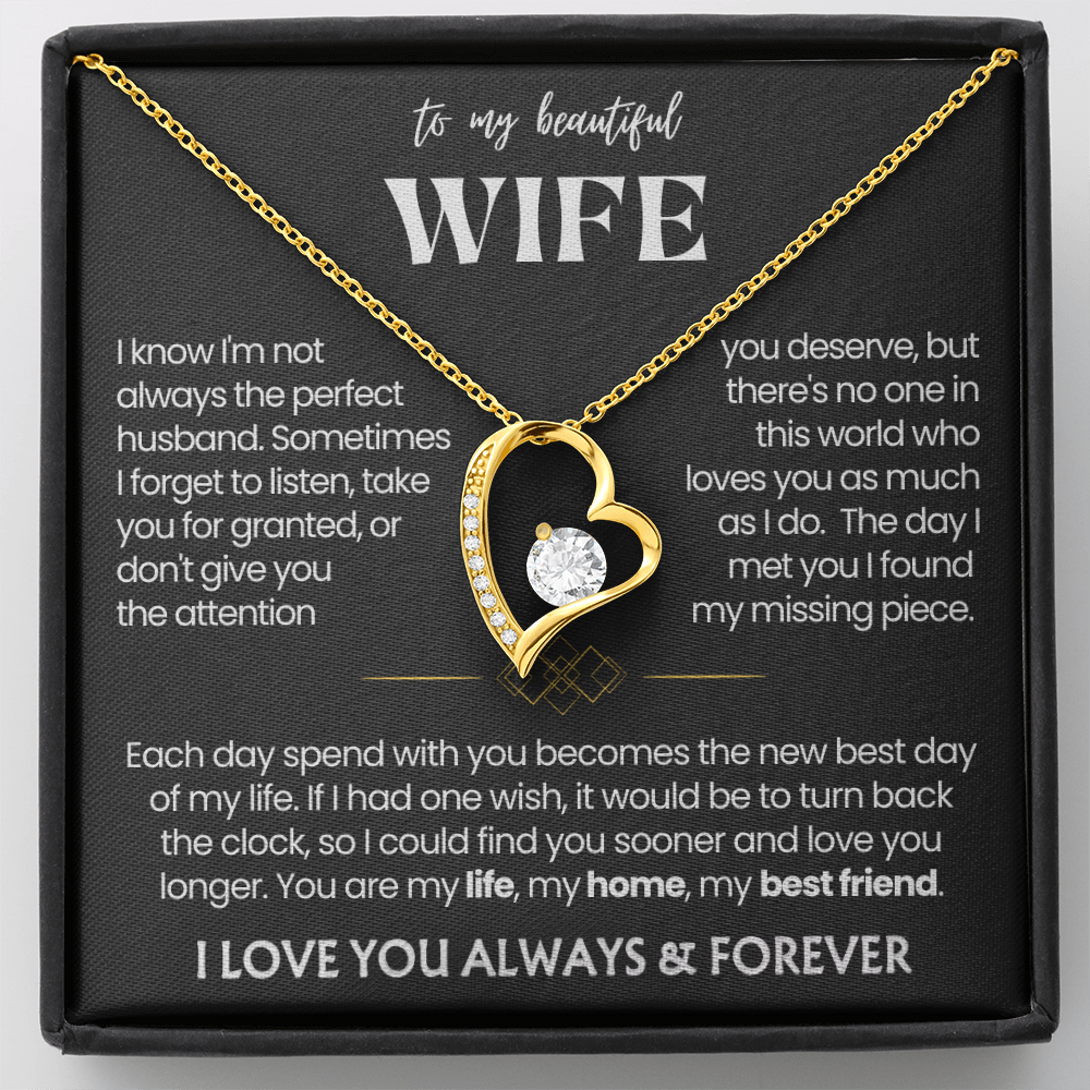 To My Wife - Love Heart Necklace - You Are My Life