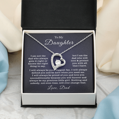 To My Daughter Necklace from Dad - Love Heart Necklace - Proud Father Message Card Gift