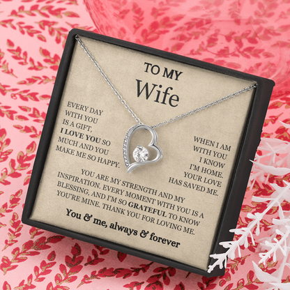 To My Wife - Love Heart Necklace - You Are My Strength Valentine's Day Gift