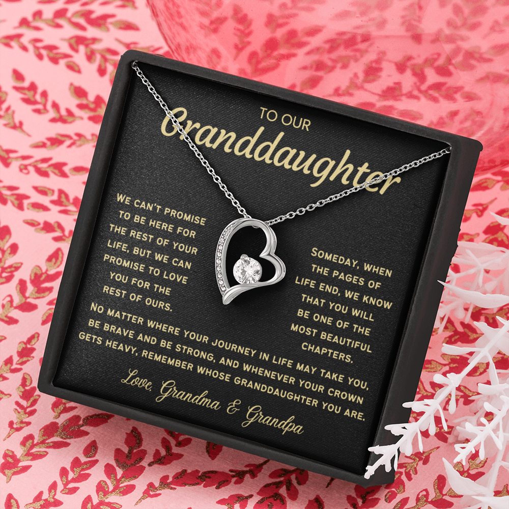 To My Granddaughter Necklace - Love Heart Necklace - Message Card Jewelry Gift