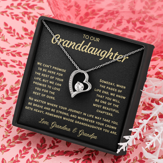 To My Granddaughter Necklace - Love Heart Necklace - Message Card Jewelry Gift
