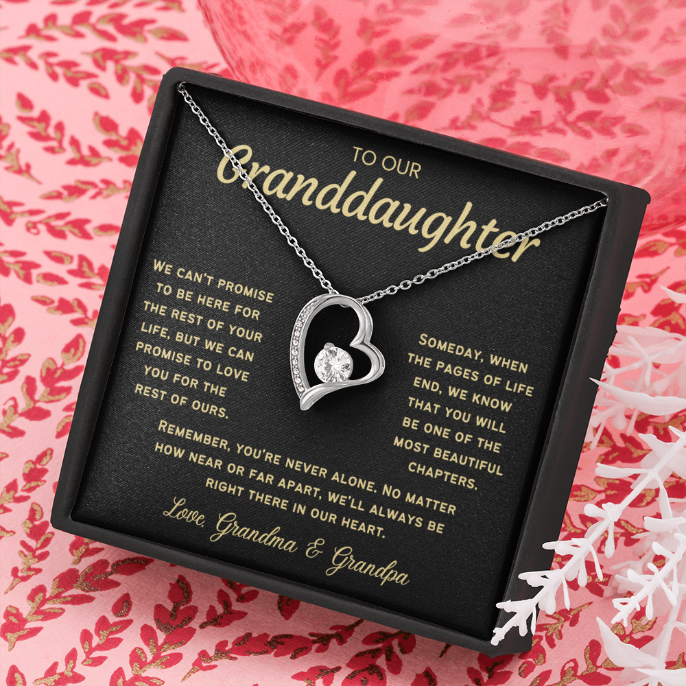 To Our Granddaughter Necklace from Dad - Love Heart Necklace - Message Card Jewelry Gift