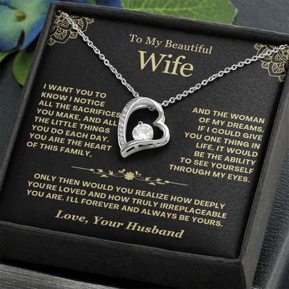 To My Wife - Love Heart Necklace - Greatest Gift Valentine's Day Gift