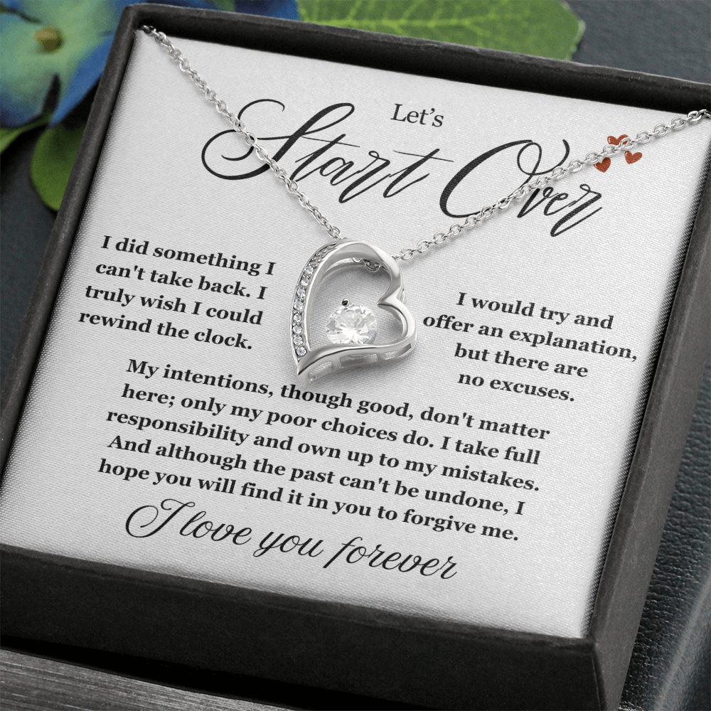 To My Love - Love Heart Necklace - Let's Start Over Message Card Gift