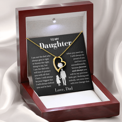 To My Daughter Necklace from Dad - Love Heart Necklace - Always My Precious Little Girl