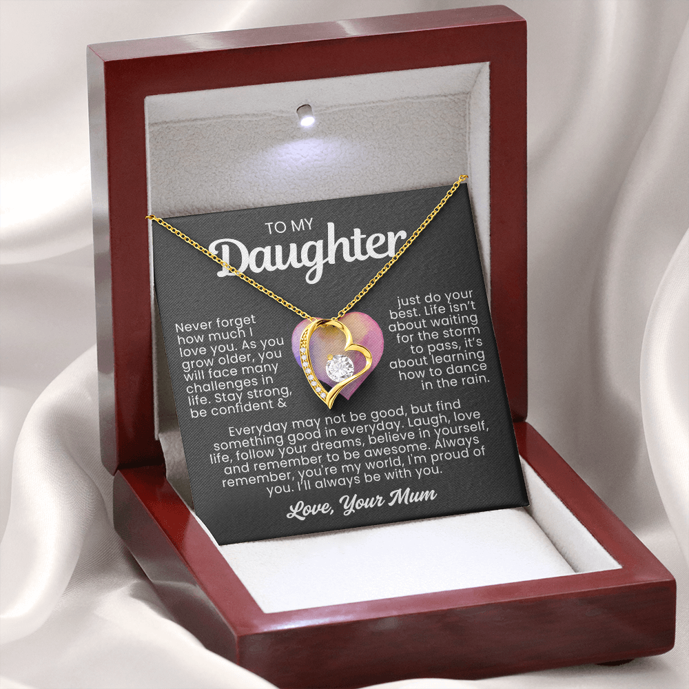 To My Daughter Necklace from Mum - Love Heart Necklace - You Are My World Gift